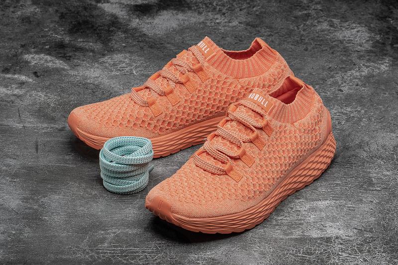 Orange Nobull Melon Knit Runner Men's Running Shoes | CA K1046O